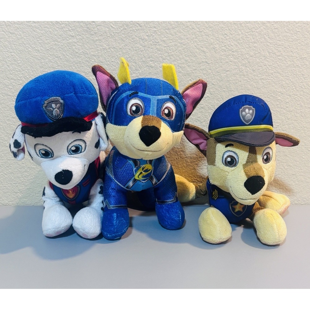 3 Lot Set Paw Patrol Dogs Plush Stuffed Animal Kids Toys Chase (2) & Marshall